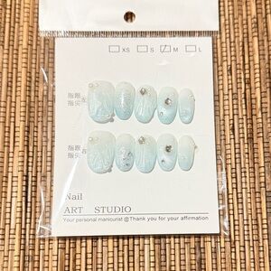 Blue 3d Press-On Nails